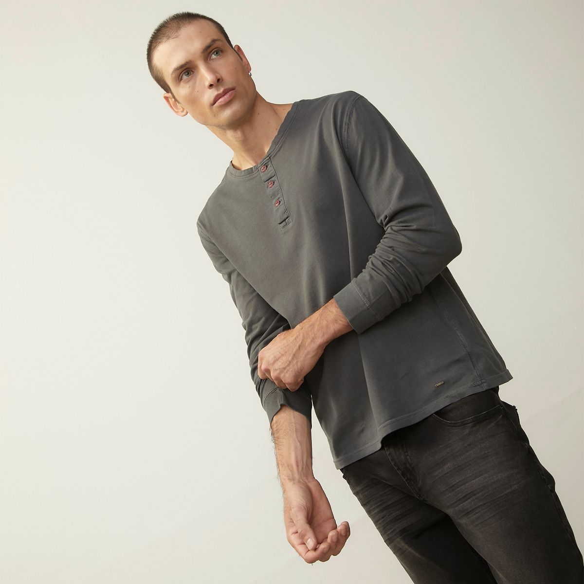 BASEMENT - Polera Manga Larga Algodón Organico Hombre Basement