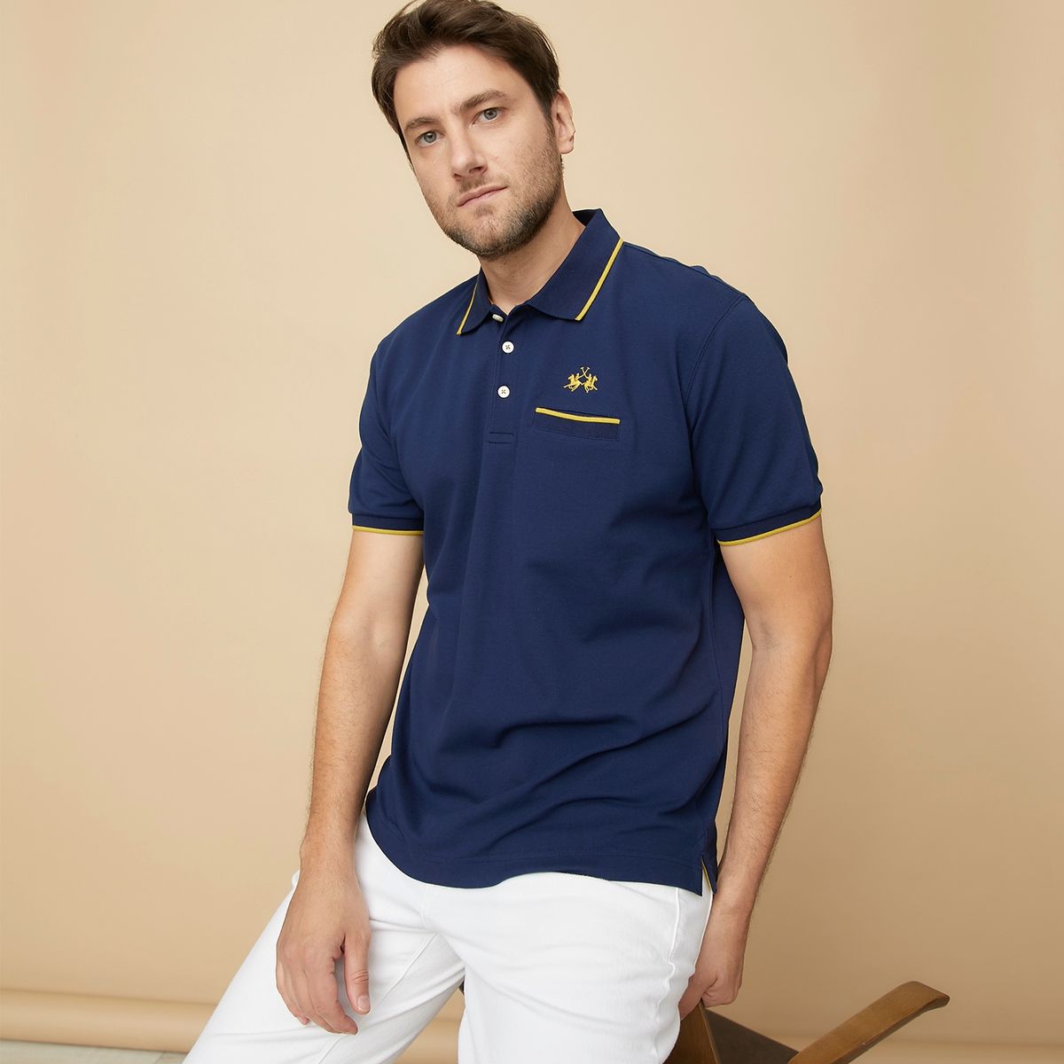 LA MARTINA - Polera Piqué Manga Corta Algodón Premium Hombre La Martina