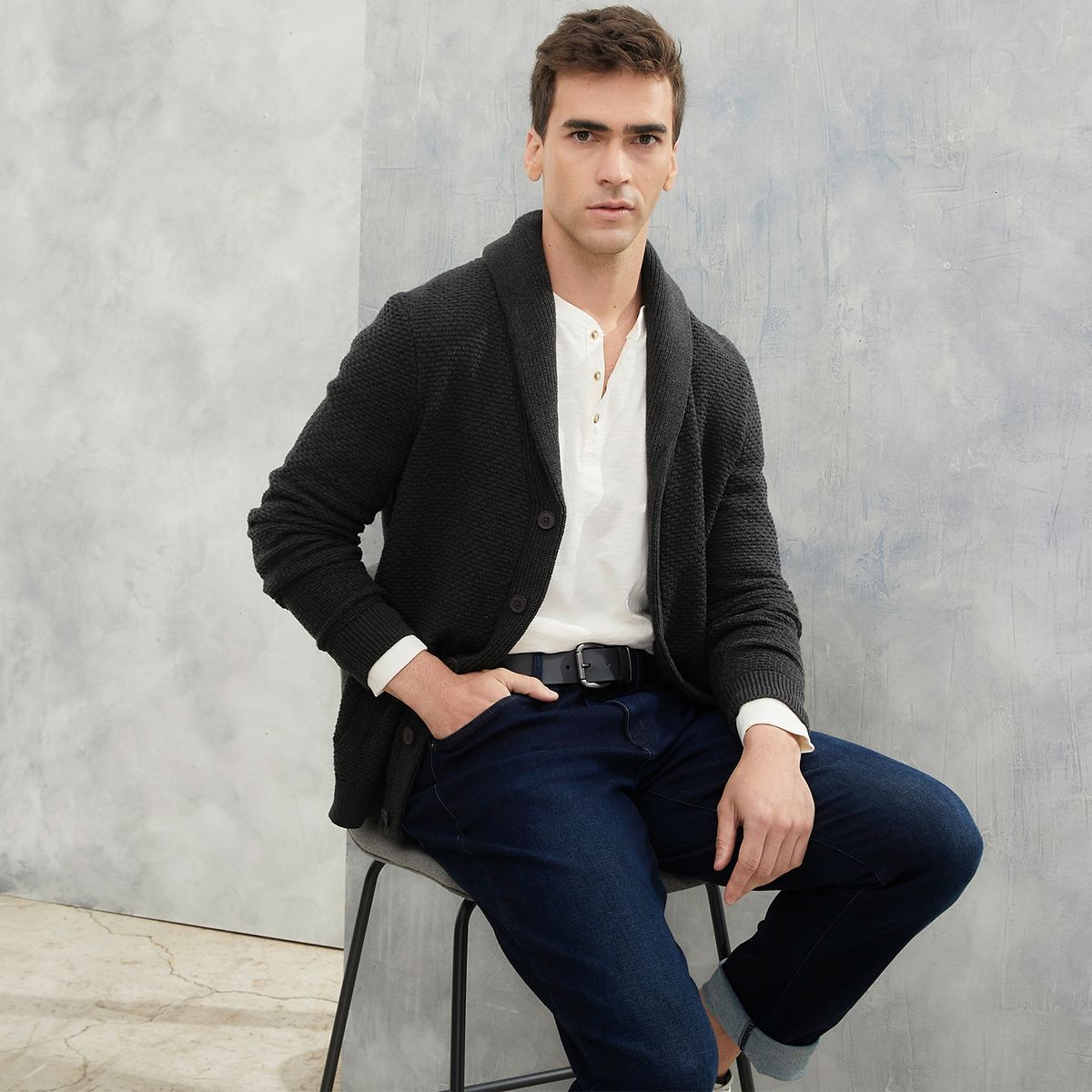 WOLF&HANK - Cardigan 100% Algodón Extrafino Hombre Wolf&Hank