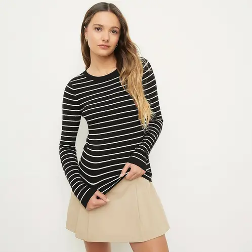 SYBILLA - Sweater Acanalado Mujer Manga Larga Casual