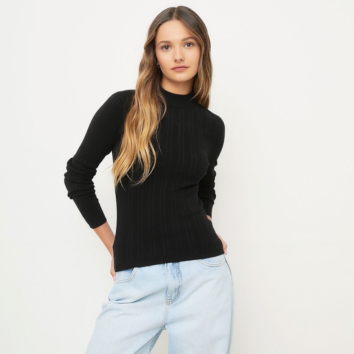 SYBILLA - Sweater Manga Larga Cuello Alto Mujer Sybilla