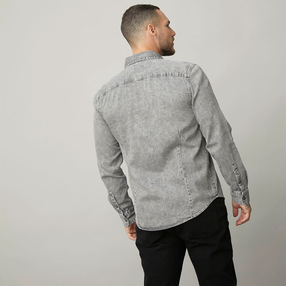 MOSSIMO - Mossimo Camisa Denim Manga Larga Hombre