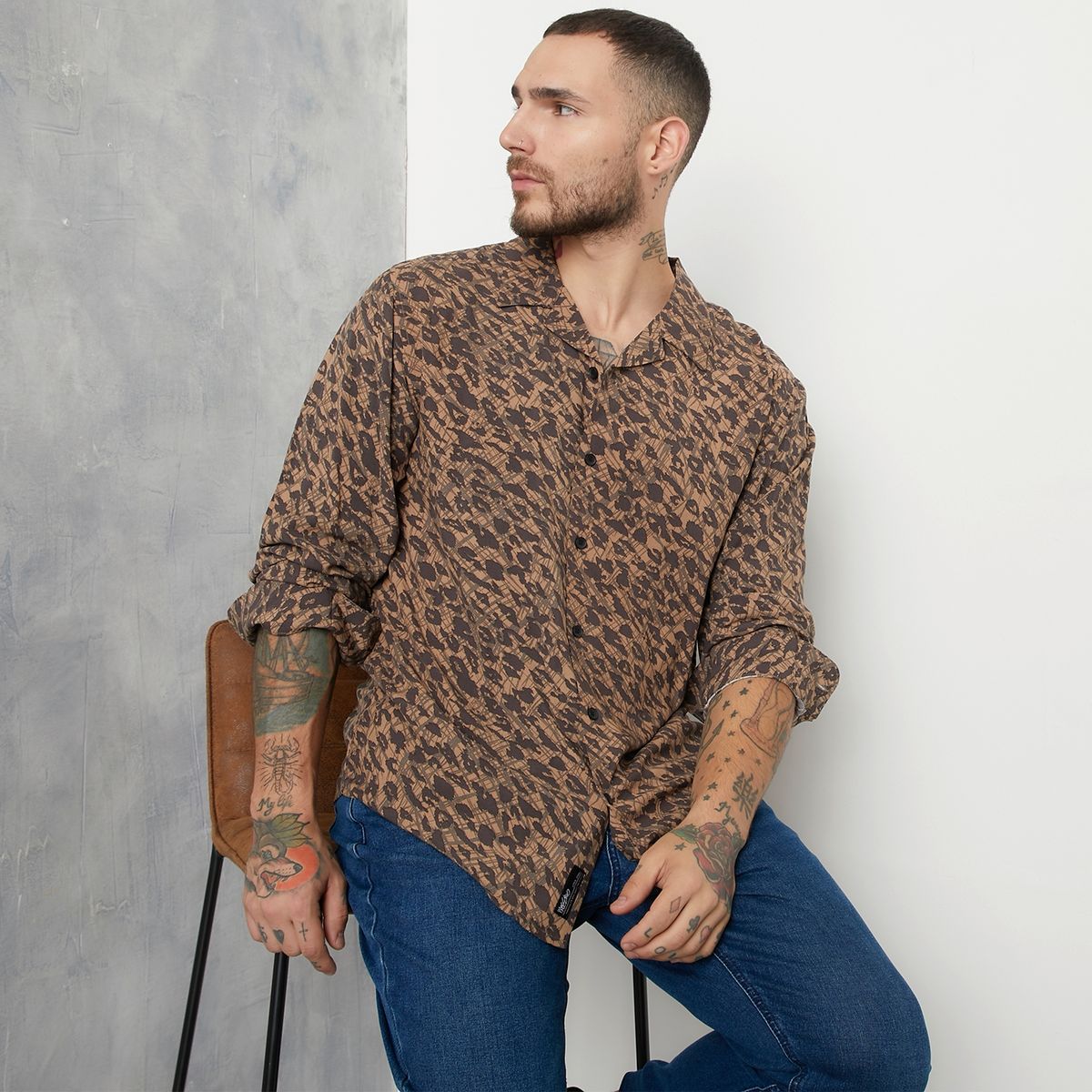 MOSSIMO - Mossimo Camisa Casual Manga Larga Hombre