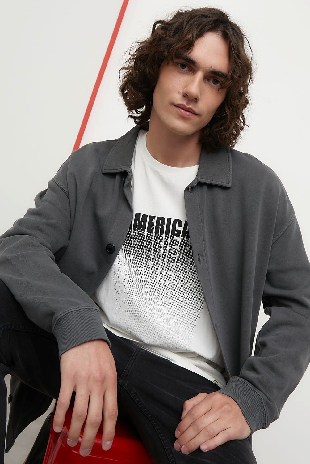 AMERICANINO - Polerón Con Botones Oversize Algodón Orgánico Hombre Americanino