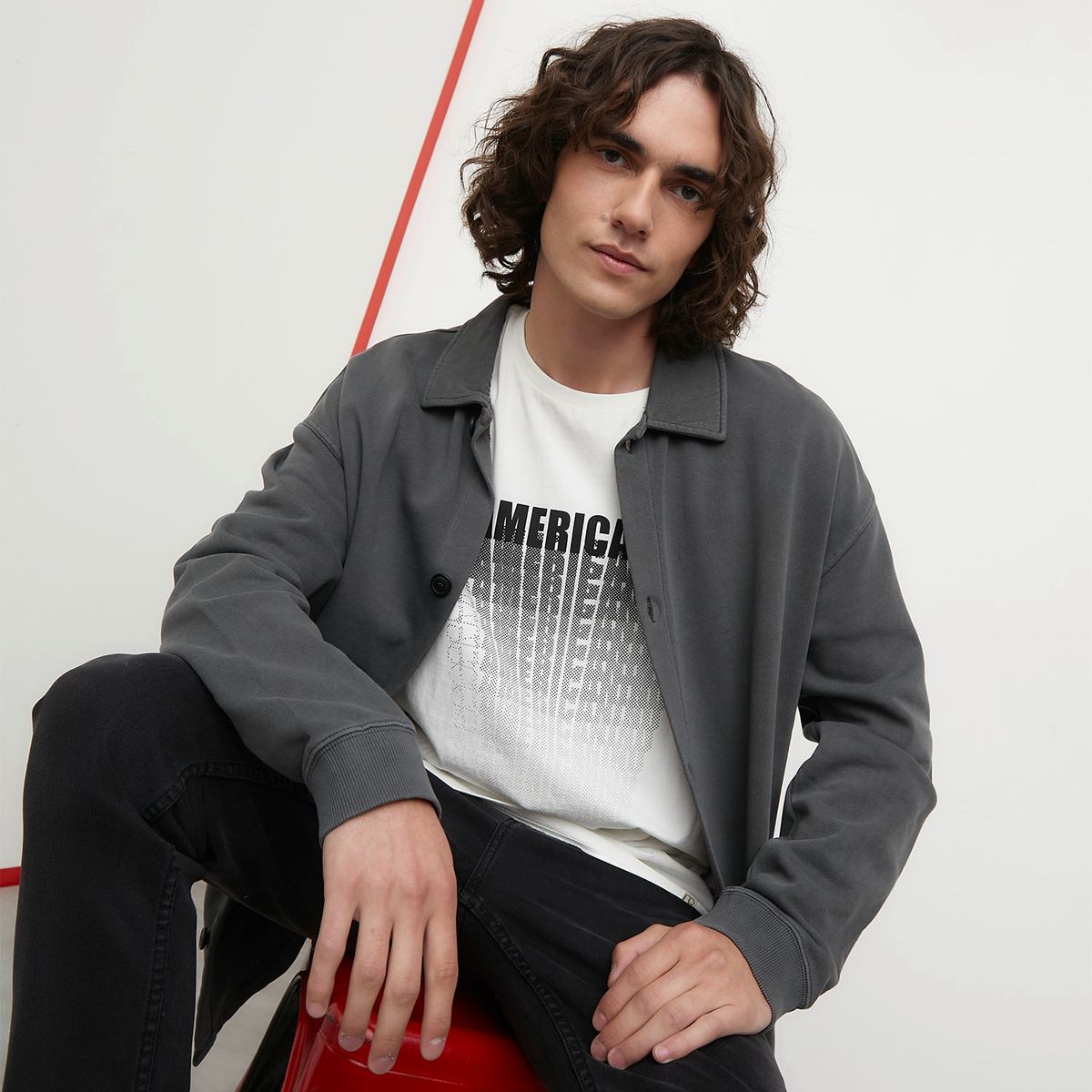 AMERICANINO - Polerón Con Botones Oversize Algodón Orgánico Hombre Americanino