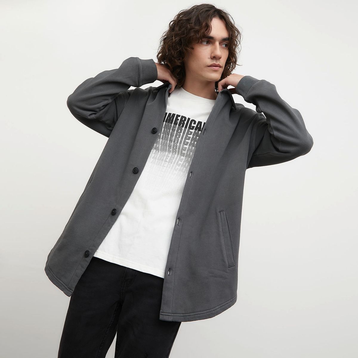 AMERICANINO - Polerón Con Botones Oversize Algodón Orgánico Hombre Americanino