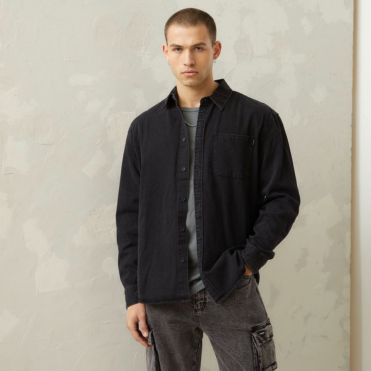 AMERICANINO - Camisa Denim Manga Larga Hombre Americanino