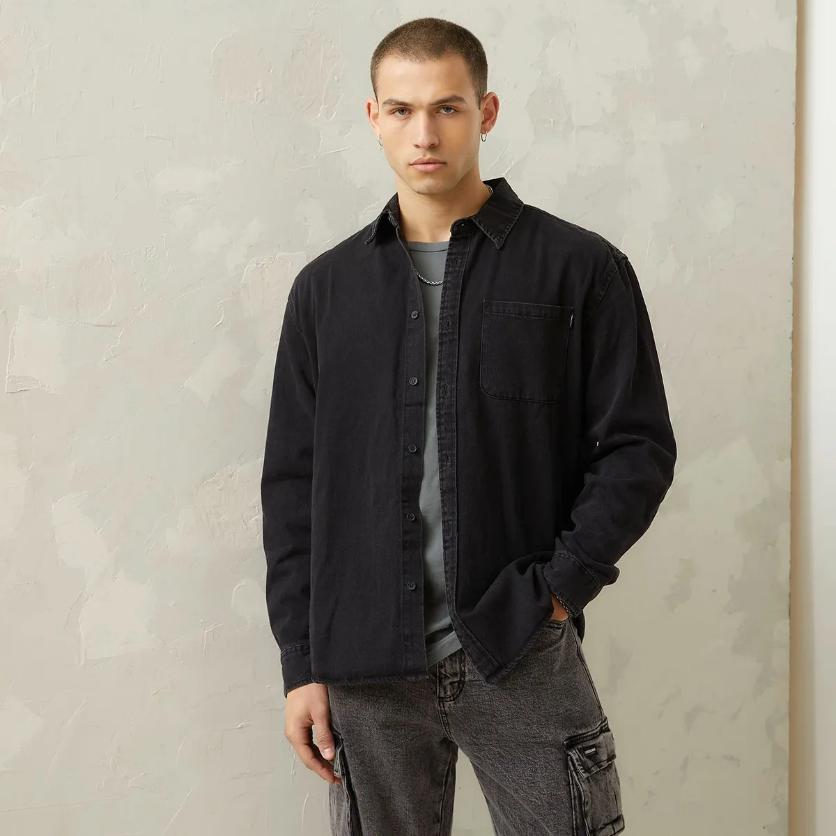 AMERICANINO - Camisa Denim Manga Larga Hombre Americanino