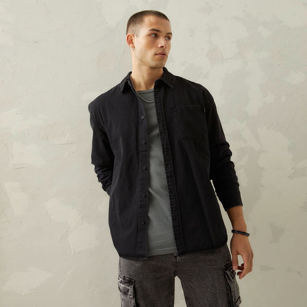 AMERICANINO - Camisa Denim Manga Larga Hombre Americanino