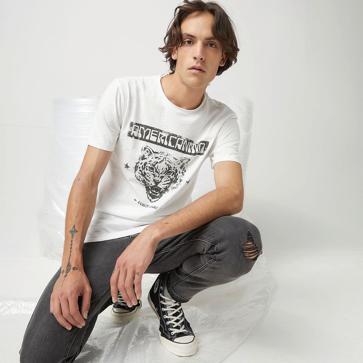 AMERICANINO - Americanino Polera Manga Corta Algodón Orgánico Hombre