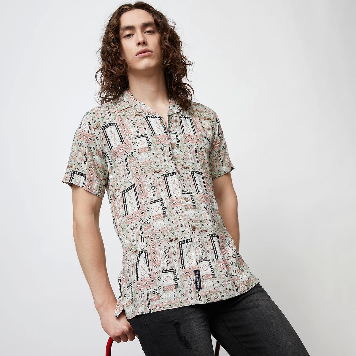 BEARCLIFF - Camisa Guayabera Manga Corta Viscosa Hombre Bearcliff