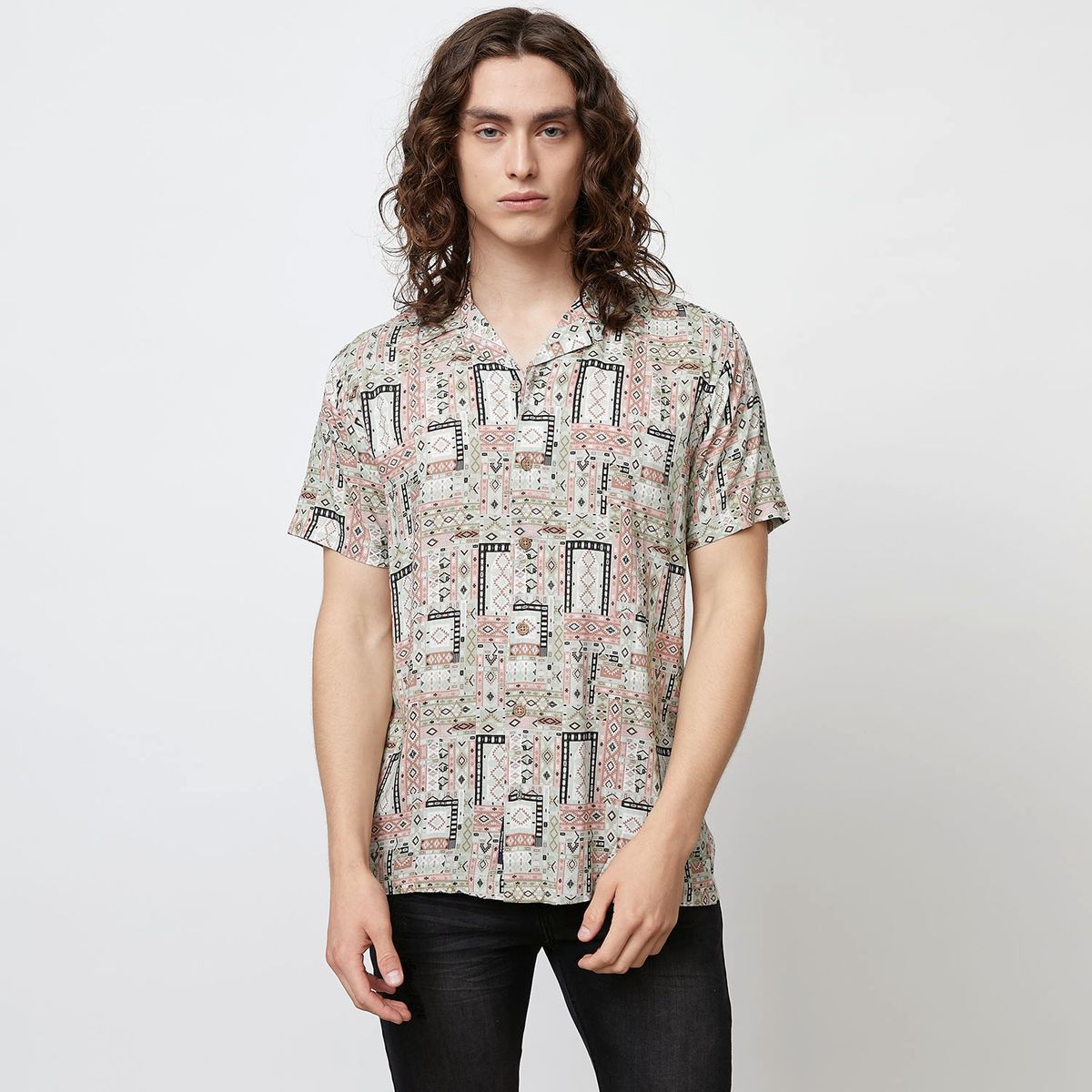 BEARCLIFF - Camisa Guayabera Manga Corta Viscosa Hombre Bearcliff