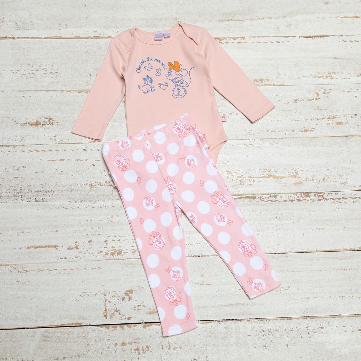 MINNIE - Minnie Conjunto Body Más Patitas Bebé 2 Piezas Algodón Bebé Niña