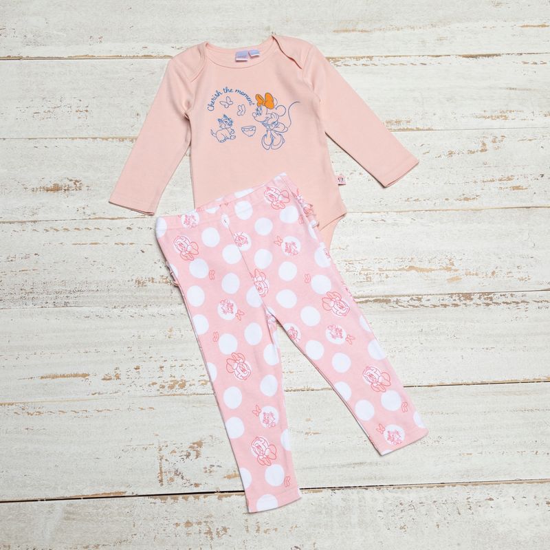 MINNIE - Minnie Conjunto Body Más Patitas Bebé 2 Piezas Algodón Bebé Niña