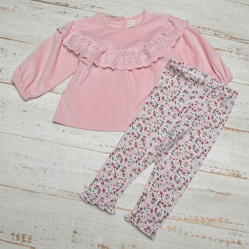 YAMP - Conjunto Blusa Cotele Más Calza Afranelada Bebé Niña 2 Piezas Cotelé Yamp