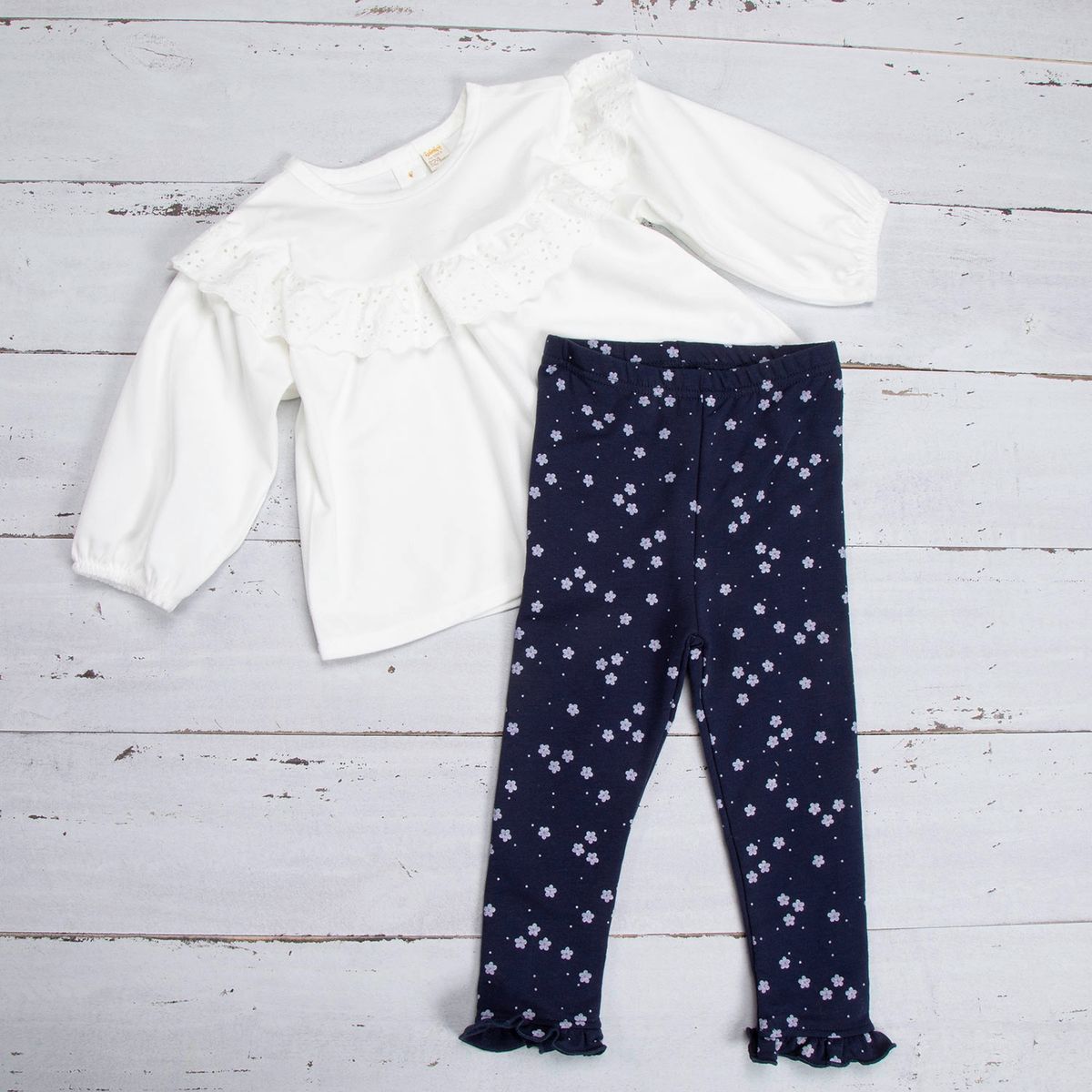 YAMP - Conjunto Blusa Cotele Más Calza Afranelada Bebé Niña 2 Piezas Cotelé Yamp