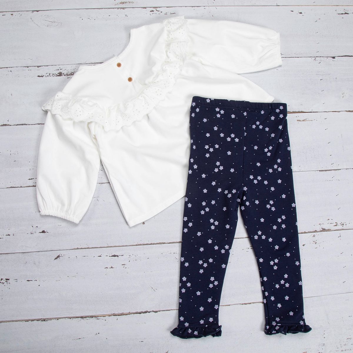 YAMP - Conjunto Blusa Cotele Más Calza Afranelada Bebé Niña 2 Piezas Cotelé Yamp