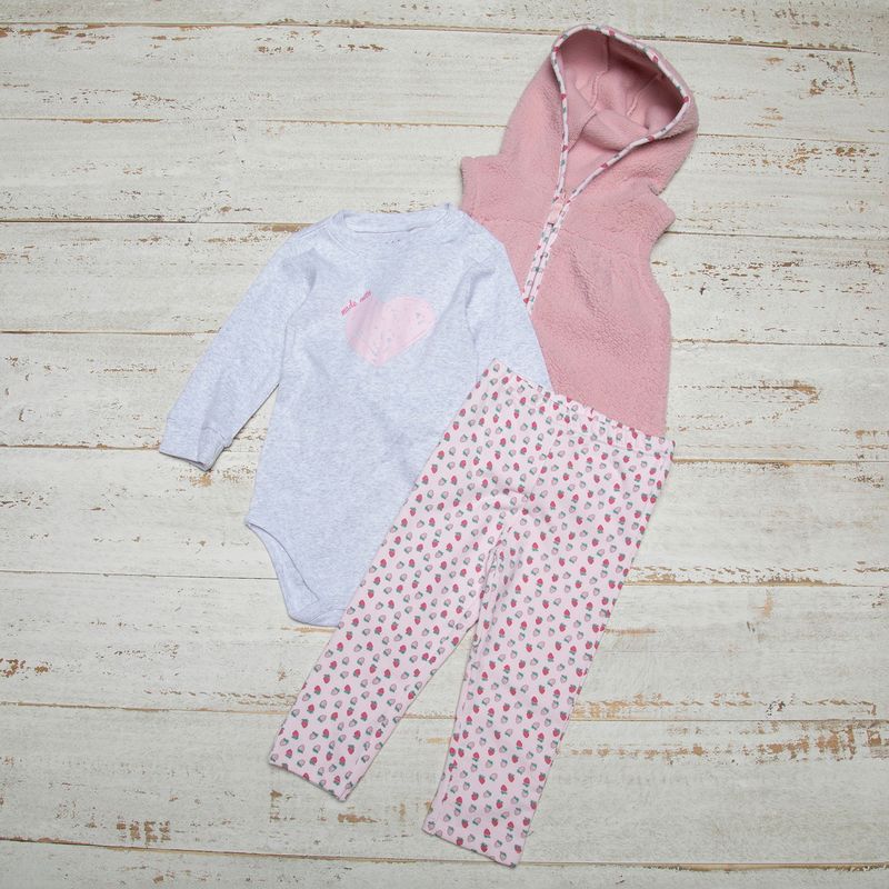 YAMP - Yamp Conjunto Polerón, Calza Y Body Bebé Niña 3 Piezas Algodón