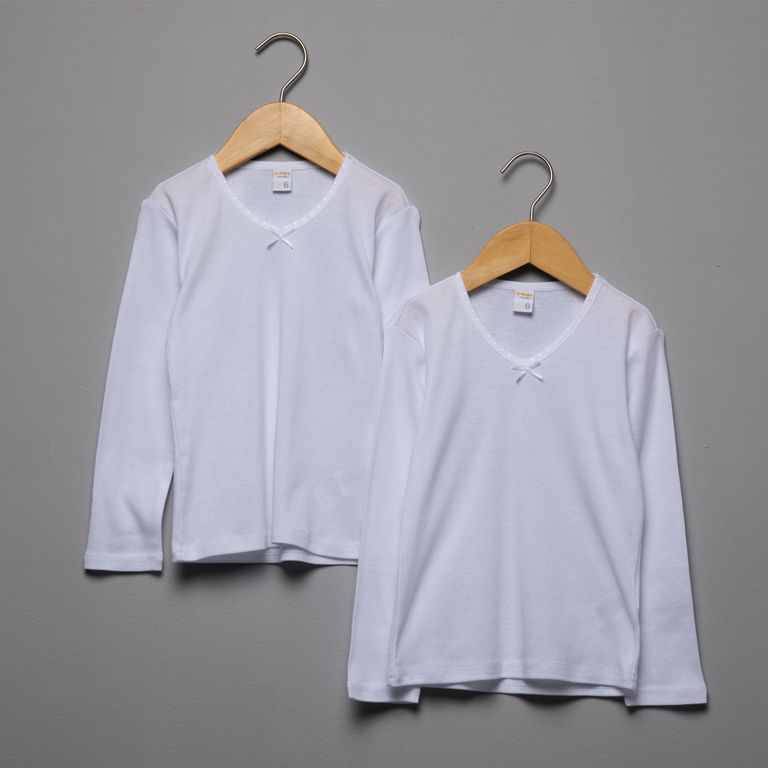 Pack 2 Camisetas Interiores Niña Algodón Manga Larga