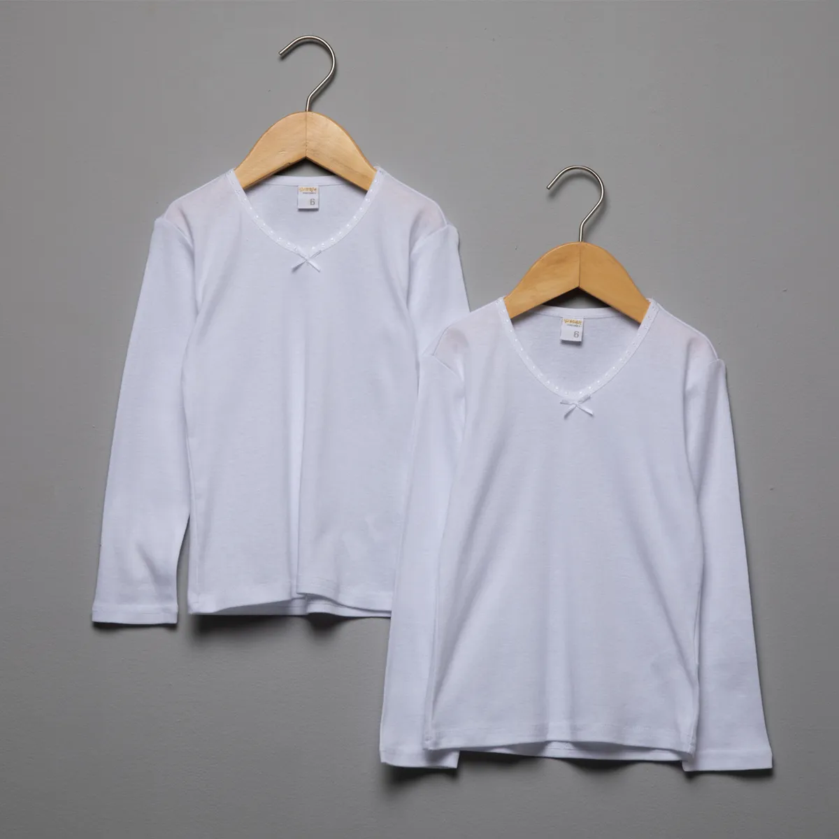 YAMP - Pack 2 Camisetas Interiores Niña Yamp Algodón Manga Larga