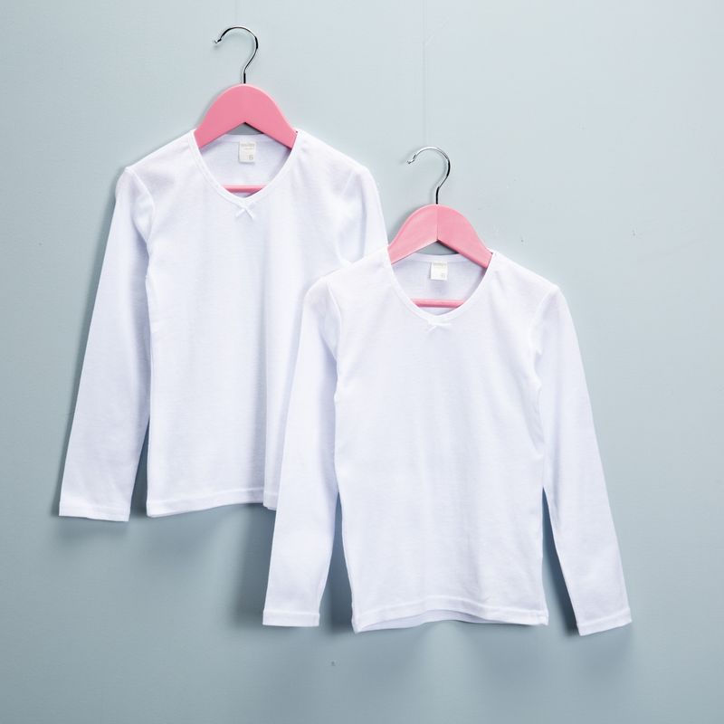 YAMP - Pack 2 Camisetas Interiores Niña Yamp Algodón Manga Larga