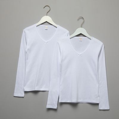 Imagen 1 del producto Pack 2 Camisetas Interiores Manga Larga Algodón Niña