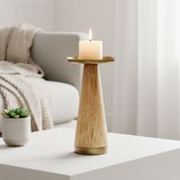 Candelabro Dorado Madera 9X20 Cm Adorno Decorativo