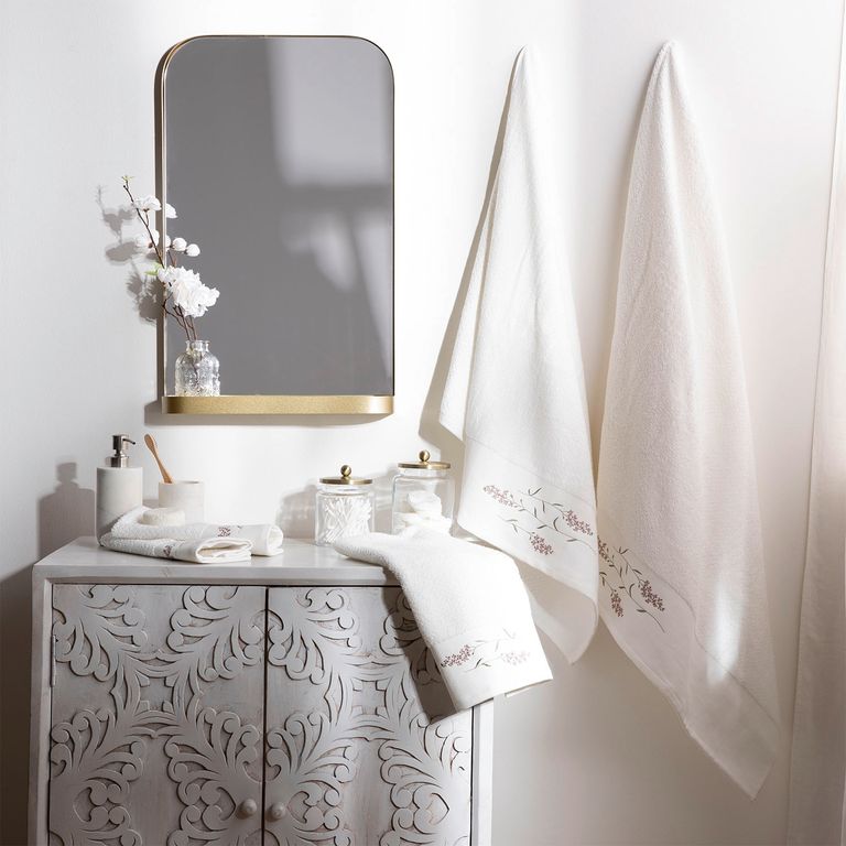 Espejo De Pared Dorado con Repisa 40X65 cm Decorativo De Pared