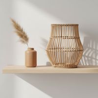 Fanal Rattán Natural 14X20 Cm Farol Adorno Decorativo