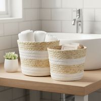 Set de 2 Canastos Yute/Textil Redondos