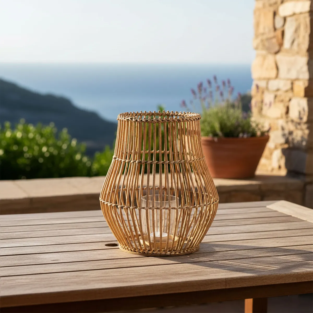 ROBERTA ALLEN - Farol Rattán Natural 14X20 Cm Adorno Decorativo Roberta Allen