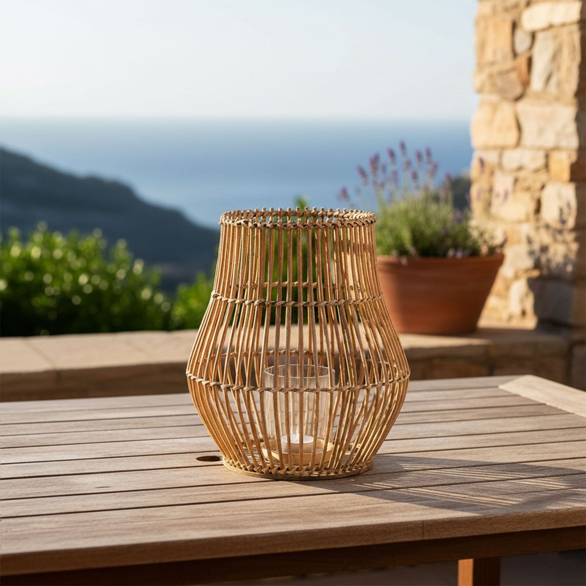 ROBERTA ALLEN - Farol Rattán Natural 14X20 Cm Adorno Decorativo Roberta Allen