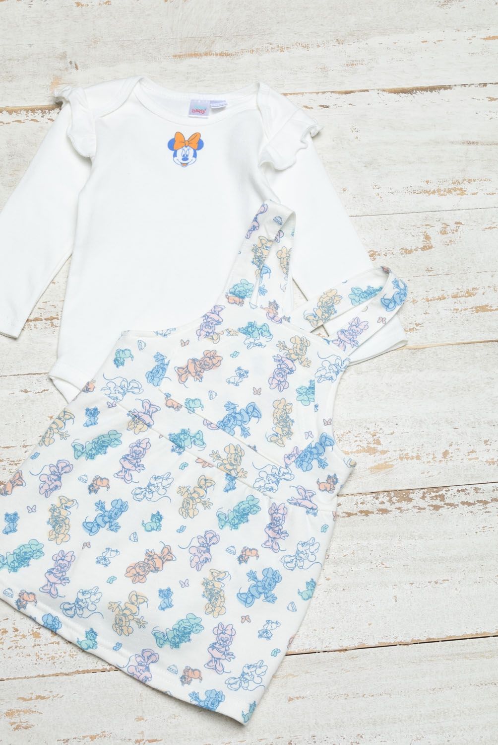 MINNIE - Minnie Conjunto Vestido Más Body Bebé 2 Piezas Algodón Bebé Niña