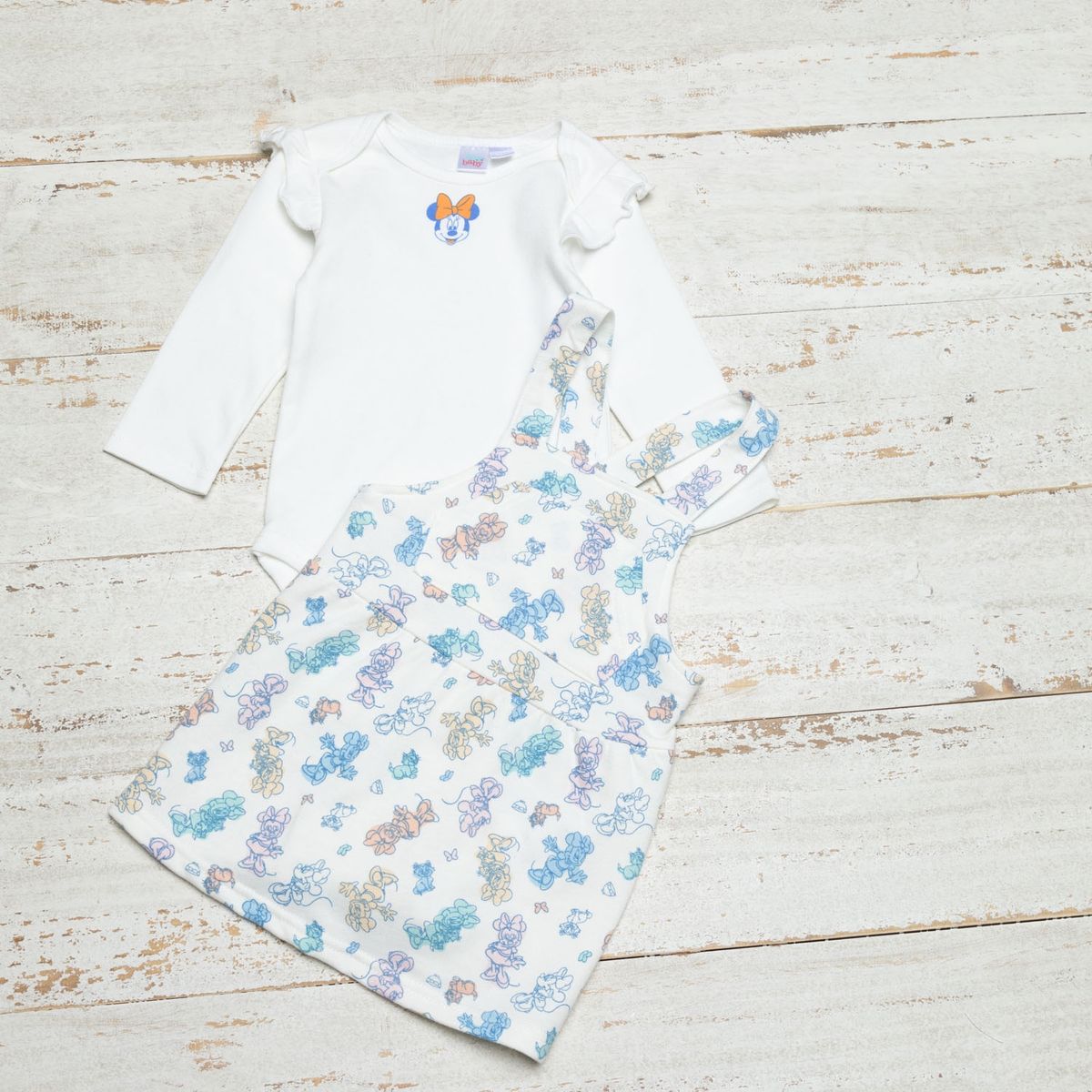 MINNIE - Minnie Conjunto Vestido Más Body Bebé 2 Piezas Algodón Bebé Niña