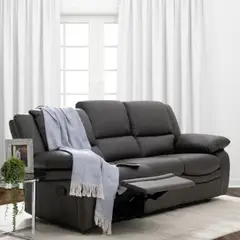 BASEMENT HOME - Sofá Reclinable 3 Cuerpos Cuero Lucas