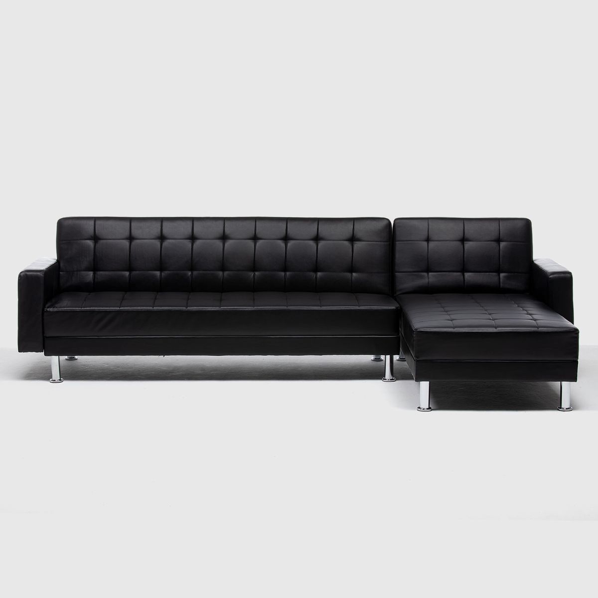 MICA - Sofá Futón Seccional Joyce Negro 3 Cuerpos Negro Mica