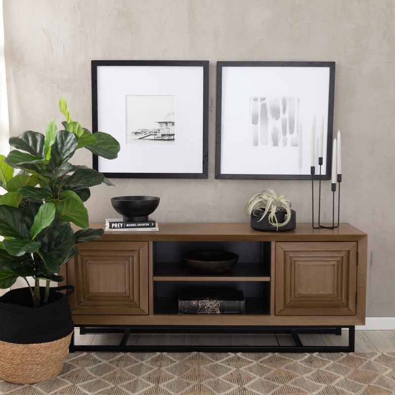 BASEMENT HOME - Rack Tv Basement Home Balzac 2 Puertas Madera Natural 65 Pulgadas