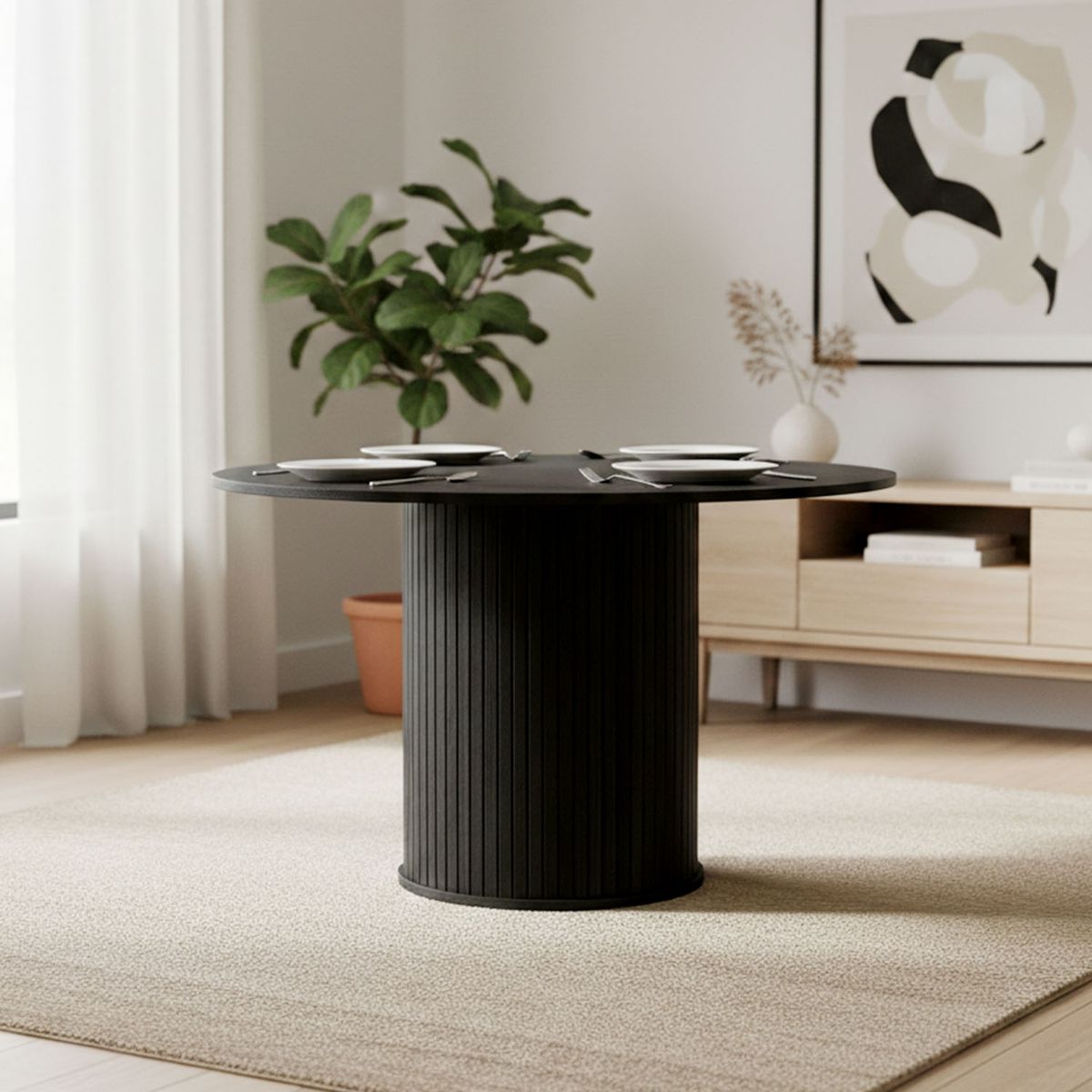 BASEMENT HOME - Mesa De Comedor Nola Redonda Roble 120 cm Basement Home