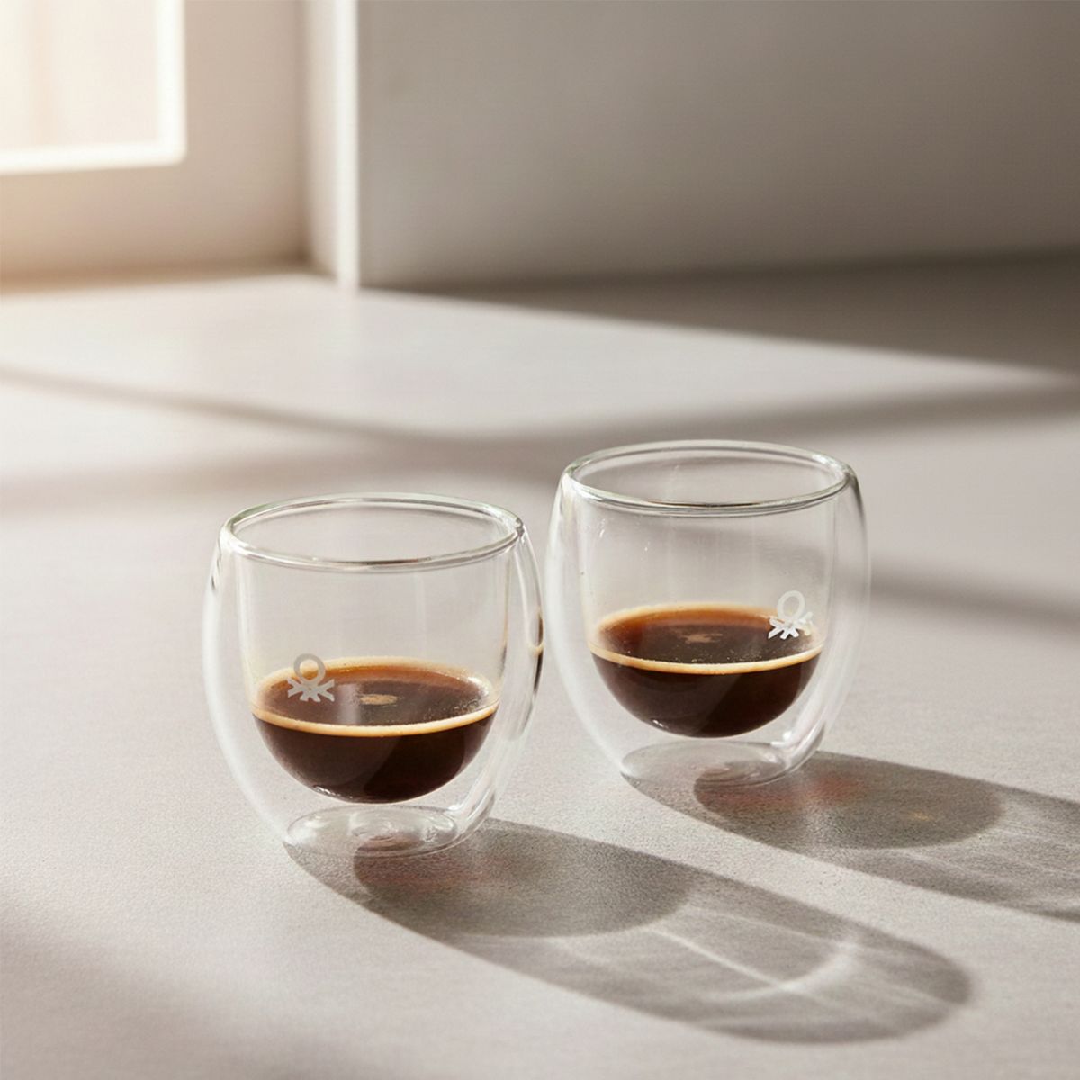BENETTON - Set 2 Tazas Café 90 ml Vidrio Doble Pared Benetton