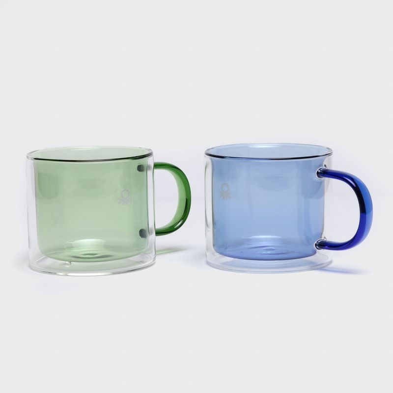 BENETTON - Set 2 Tazas Vidrio Double Color Benetton