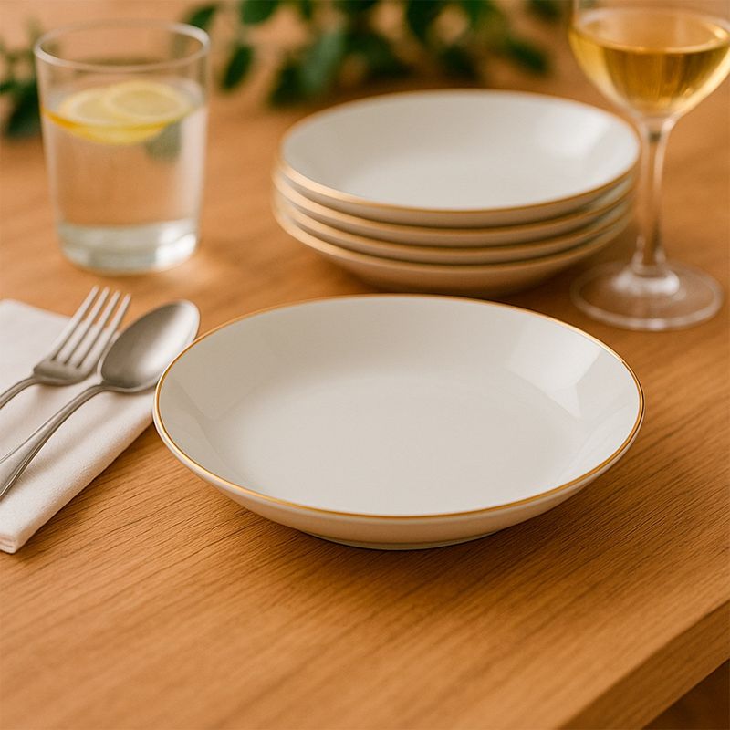 FLORENCIA - Plato Sopa Florencia Borde Dorado 22 Cm Porcelana