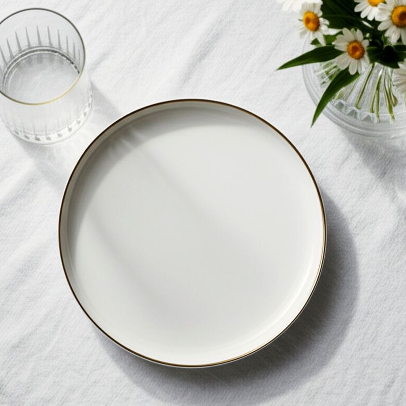 FLORENCIA - Plato Pan Florencia Porcelana Borde Dorado 17 Cm