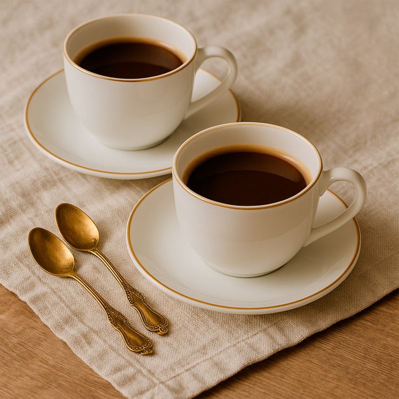 FLORENCIA - Taza De Té Con Platillo Florencia Borde Dorado Porcelana