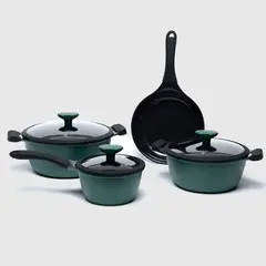 WURDEN - Batería de Cocina Cerámica Chef 7 Piezas Roja