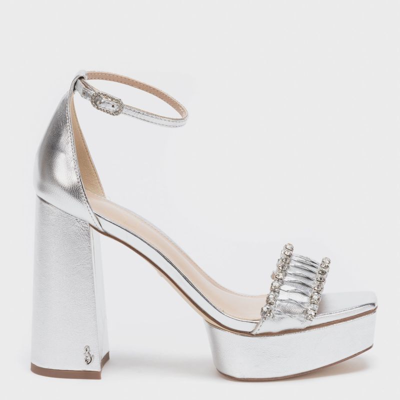 SAM EDELMAN - Sandalia Mujer Cuero Plateado Sam Edelman
