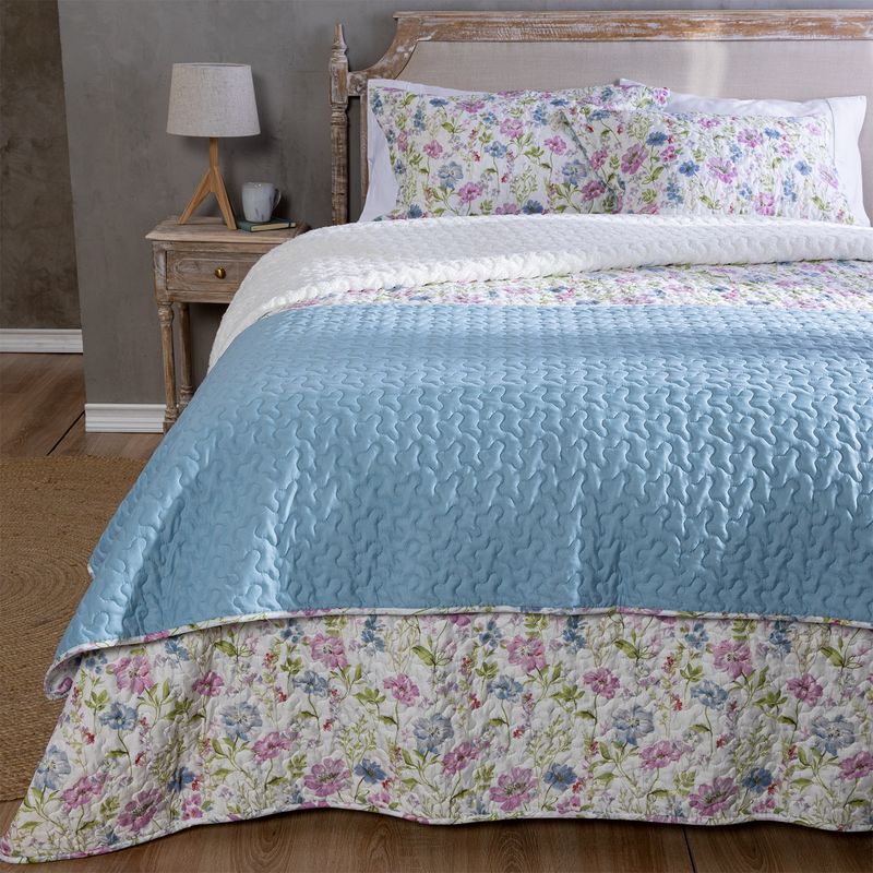 TEXTIL VIÑA - Cubrecama Chiporro Quilt + Piecera Sonia Sherpa