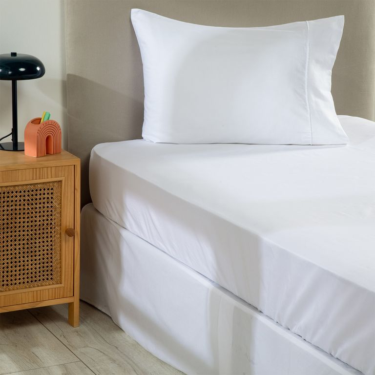 Sábana Bajera 100% Algodón 300 Hilos + Funda De Almohada