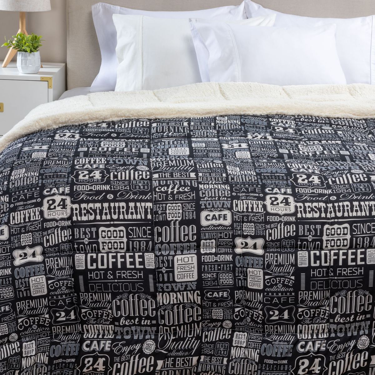 MICA - Plumón Chiporro Estampado Sherpa Coffee Mica