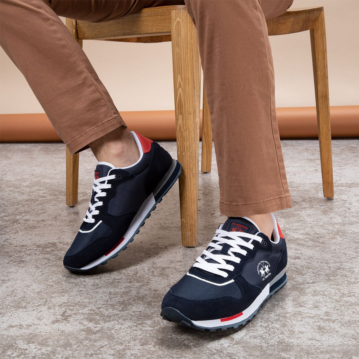 LA MARTINA - Zapatilla Urbana Hombre Cuero Azul La Martina