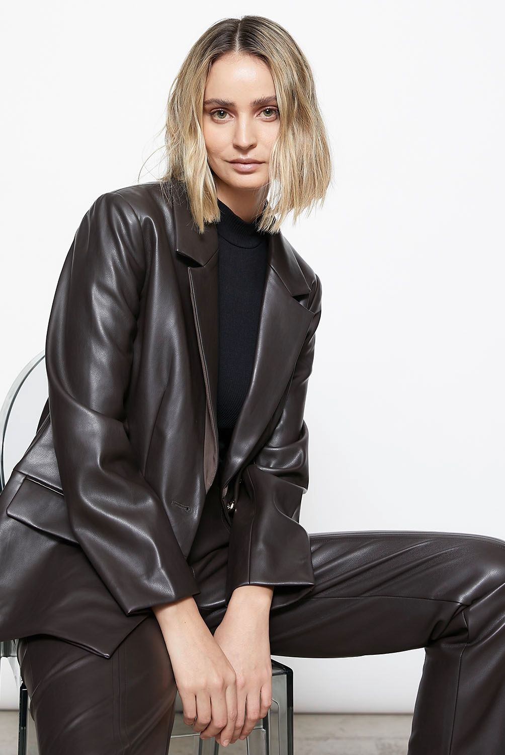 BASEMENT - Basement Blazer Mujer Zero Cuero